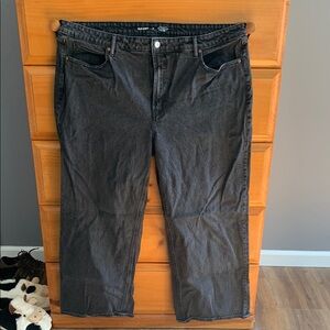 Black wash sky-hi wide leg jeans with smooth pockets